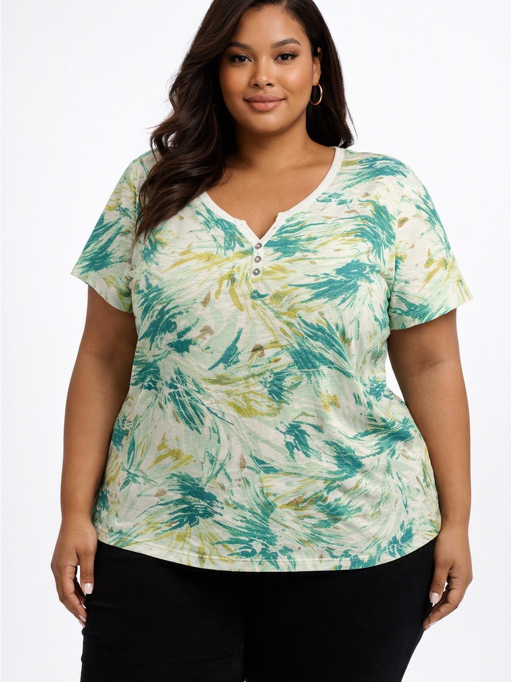 5/$25 Paradisio Vibrant Abstract Print T-Shirt Size 3X